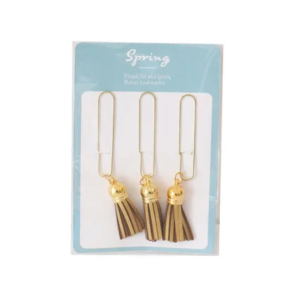 TUTU new creative cute tassel metal memo paper Golden clips set index bookmark for books office school stationery supplies H0320 - Цвет: brown
