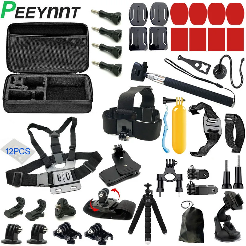 Комплект аксессуаров Peeynnt для Gopro hero 9 8 7 6 5 4 комплект с ремешком и штативом Yi 4K DBPOWER