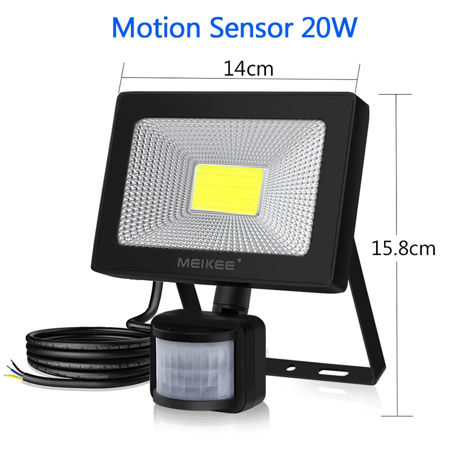 Motion Sensor 20W Движения Сенсор Светодиодный прожектор светильник мощностью 10 Вт, 20 Вт, 30 Вт, 50 Вт Водонепроницаемый AC110V 220V Светодиодный прожектор светильник отражатель лампы проектора на открытом воздухе точечный светильник - Испускаемый цвет: Motion Sensor 20W