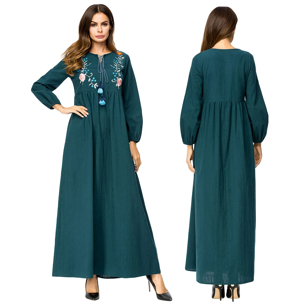 Мусульманское женское платье с вышивкой из Дубая кисти в этническом стиле кафтан