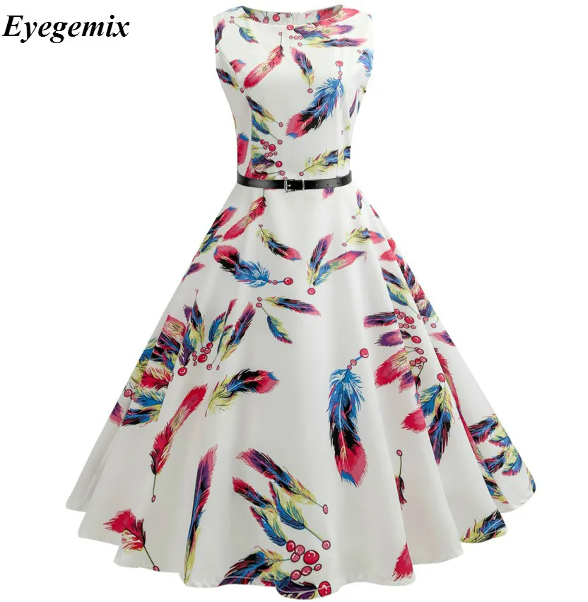 6 Летние женские платья, повседневные, цветочные, Ретро стиль, 50s 60s Robe Rockabilly Swing Pinup Vestidos, вечерние платья на День святого Валентина - Цвет: 6