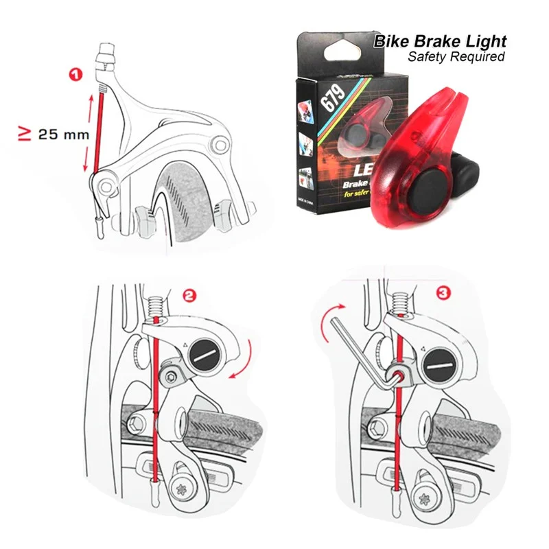 

Bike Portable Mini Brake Bike Light Mount Tail Rear Bicycle Light Waterproof High Brightness Red LED Lamp Safety Warning