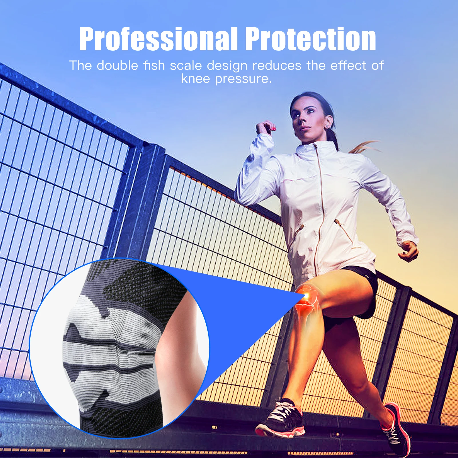 

2Pcs Knee Brace Sport Support Strong Meniscus Protection Compression Lnee Pads for Men Women Running Football
