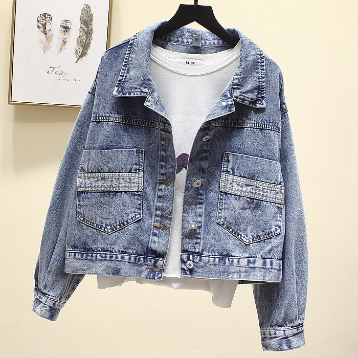 Винтажная джинсовая куртка женское весеннее пальто рваное размер d верхняя