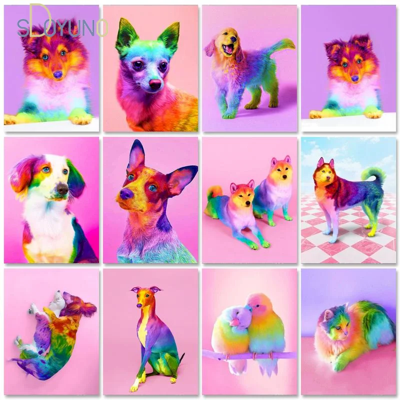 

SDOYUNO Cat Paint By Numbers For Adults Animals Lion Drawing Coloring By Numbers Wall Pictures For Living Room Diy Gift Frame