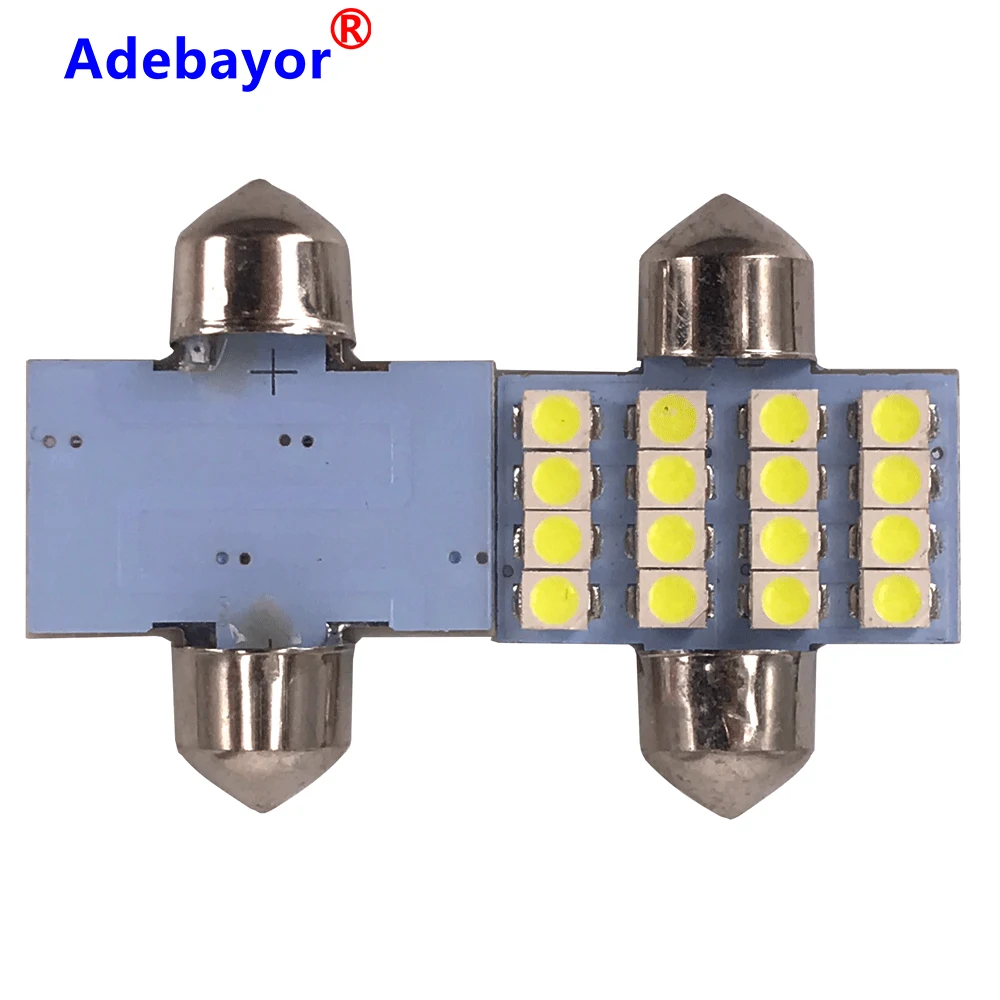 Adebayor 500pcs 31mm 36mm 39mm 41mm 3528 1210 SMD 16 LED Car Auto Festoon Dome Interior Map Lights Bulb Lamp for DC 12V | Автомобили и