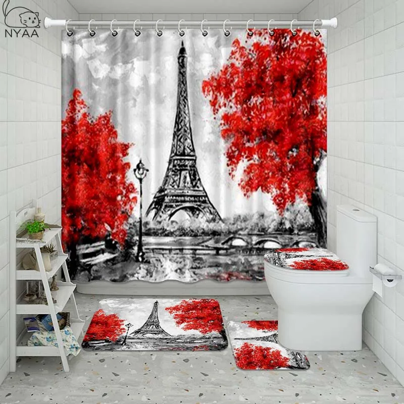 Водонепроницаемая душевая занавеска Vixm с парижским ландшафтом для ванной