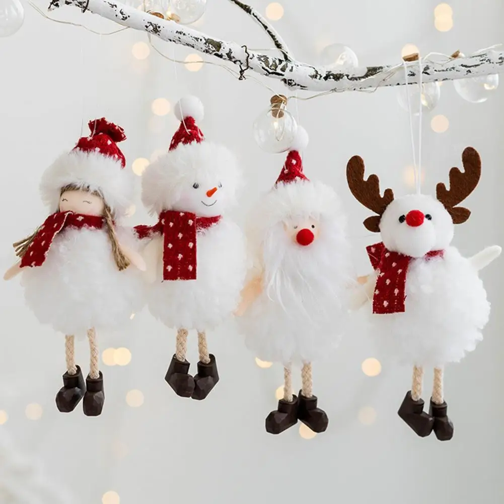 

4 Types Eye-catching Cute Hanging Decor Wear-resistant Exquisite Fabric Creative Snowman Shape Doll Pendant for Living Room