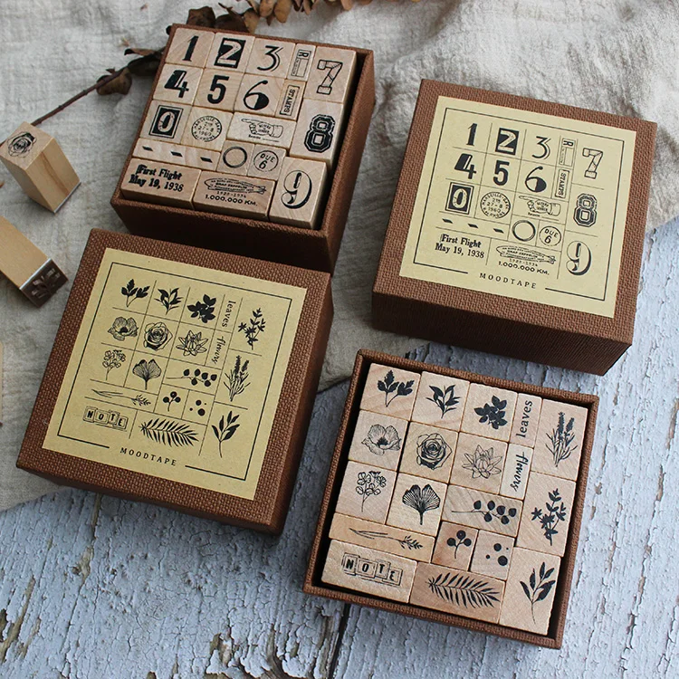 Старинные Растения Цветы Листья гинкго штамп набор DIY деревянные резиновые