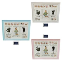 baby handprint footprint photo frame with stamp ink newborn decor gift kids imprint hand inkpad souvenirs