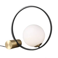 glass ball table lamp for study living room bedroom bedside led art deco home standing wrought iron ring night desk light