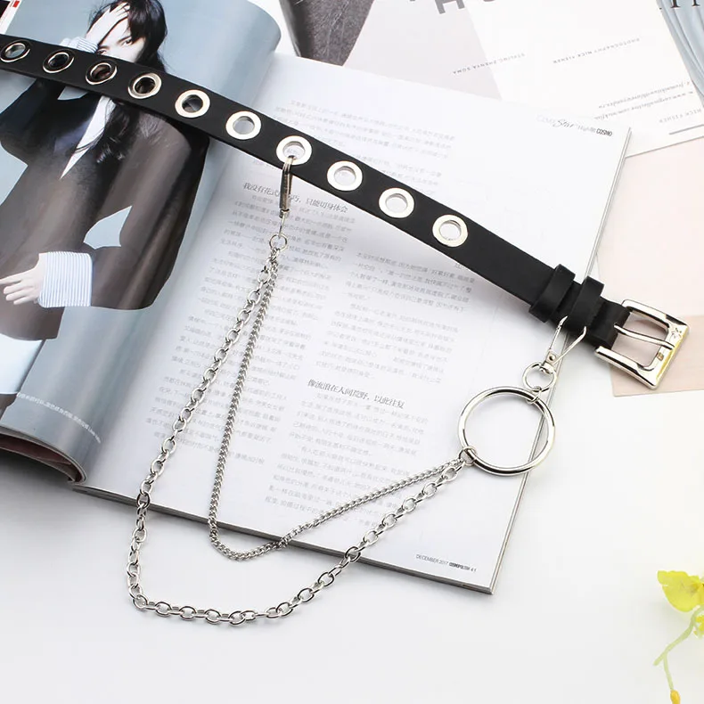 Ремень с цепочкой в стиле панк женский модный регулируемый пояс