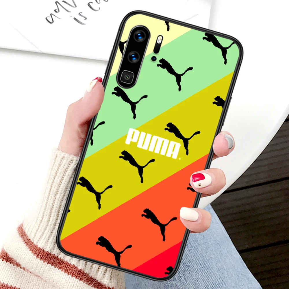 

PUMAs Luxury Fashion Phone Case For Huawei P Mate Smart 10 20 30 40 Lite Z 2019 Pro black Bumper Soft Prime Fashion Cover Tpu
