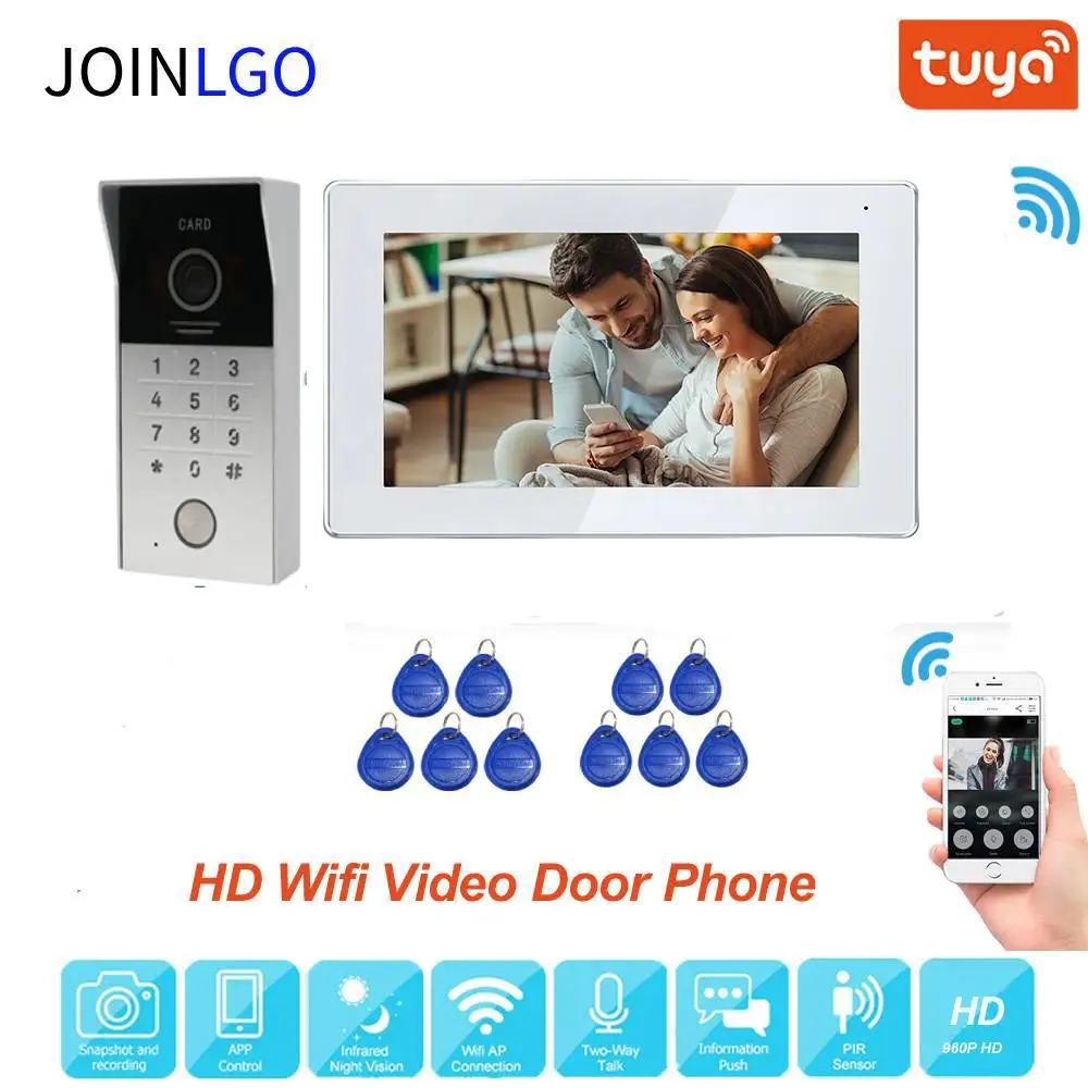 

960P WIFI AHD Video Intercom Door Phone Doorbell System 1.3MP RFID Code Keypad Camera 7" Touch Screen Monitor Tuya APP Unlock