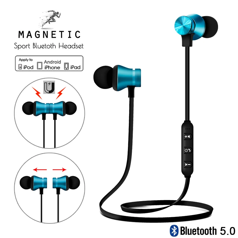 Магнитные Bluetooth наушники беспроводные наушники 3D стерео спортивные наушники громкой связи наушники в ухо гарнитура с микрофоном для Apple iPhone Xiaomi