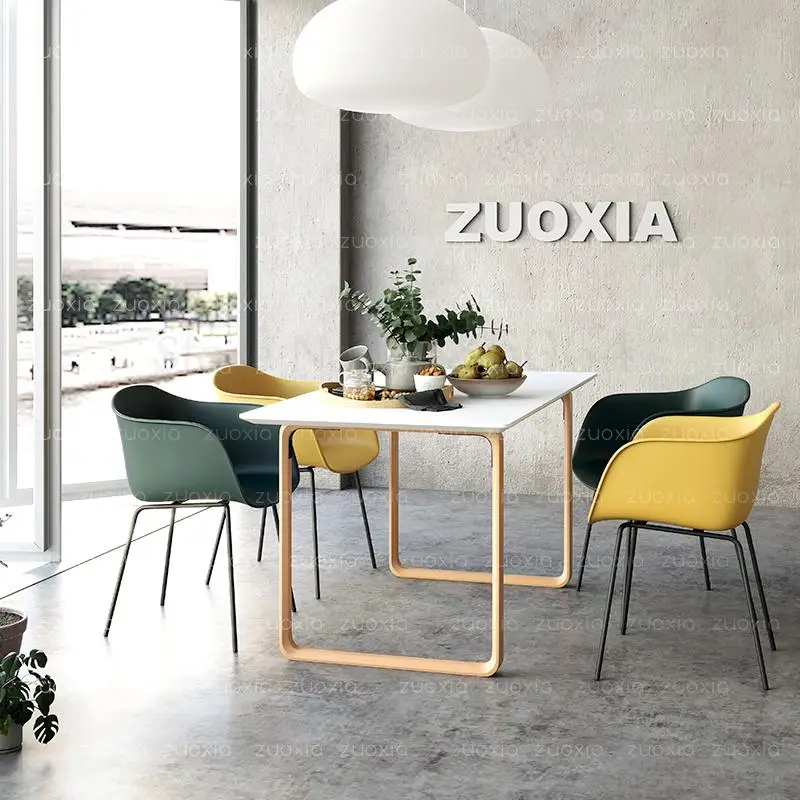 Скандинавский обеденный стул со спинкой современный простой бытовой железный