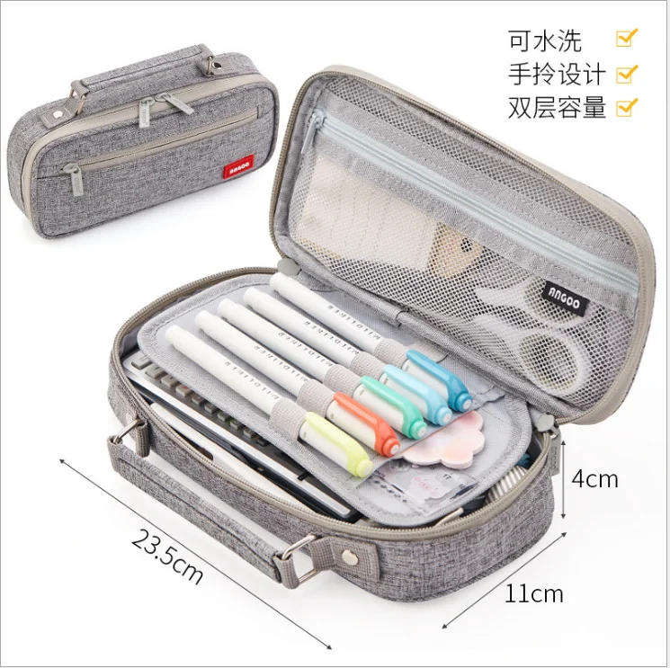 

DM 1 pcs Simple Pencil Case Female INS Large Capacity Stationery Bag Student School Student Pencil Case Creative Stationery Box