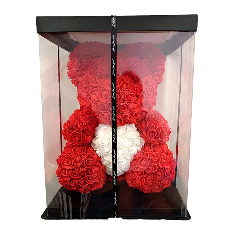 2021 DropShipping 40cm Rose Bear Heart Artificial Flower Rose Teddy Bear For Women Valentine's Wedding Birthday Christmas Gift