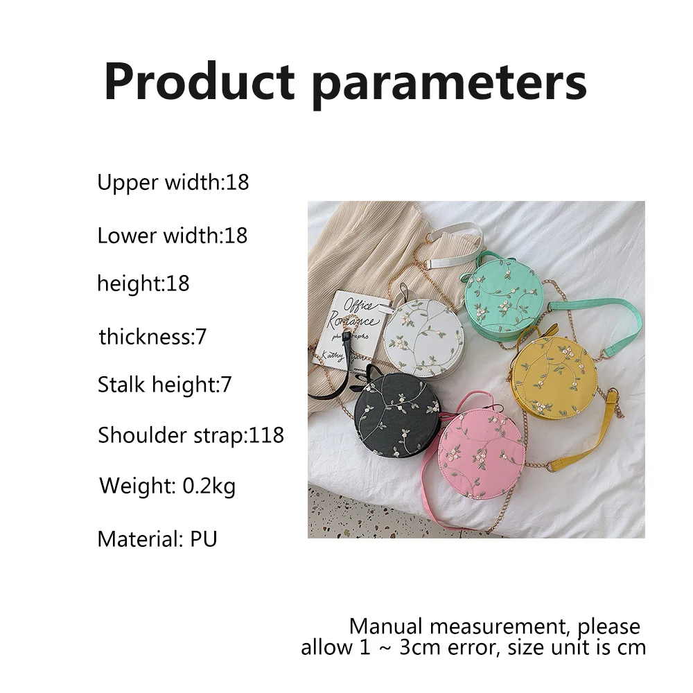 

Swwet Women's Bags 2021 Fashion Chain Handbag Crossbody Bag Small Lace Round Flower Embroidery Chinese Style Women Messenger Bag