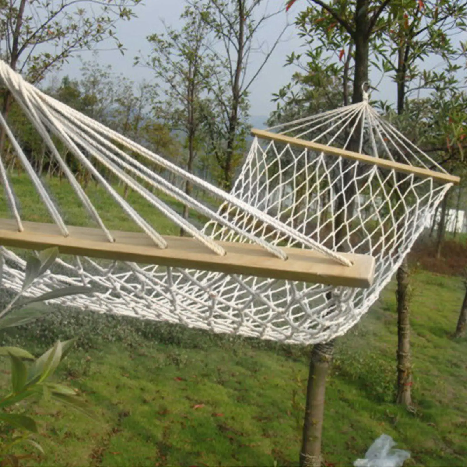 値段 木綿糸ベッドキャンプハンモック屋外旅行のためのピクニック木製スイング椅子キャンプベッド