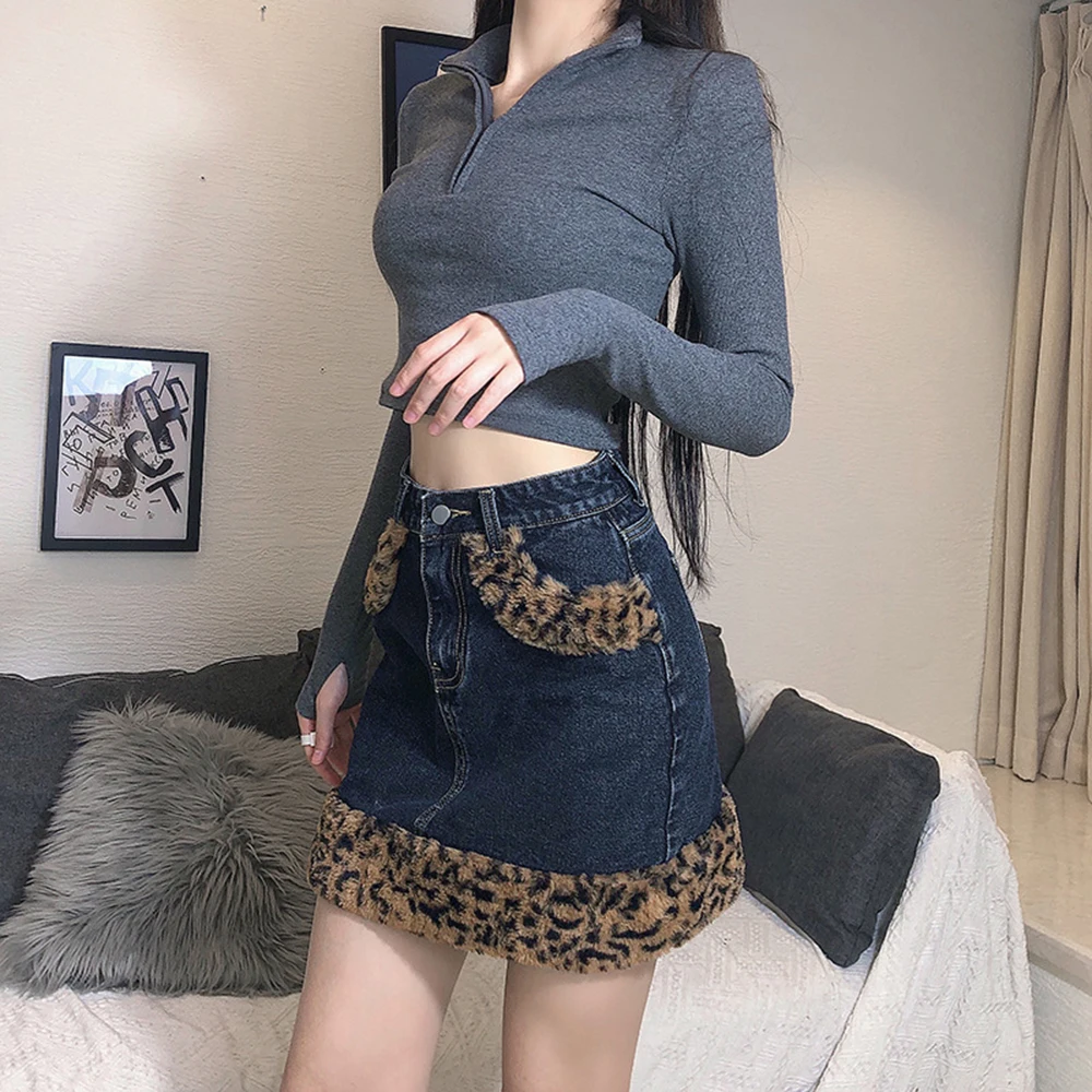 

Leopard Printed Women's Y2K Mini Skirts Sexy Vintage Skinny Bodycon Aesthetic Skirts Streetwear Harajuku 90s Skirts