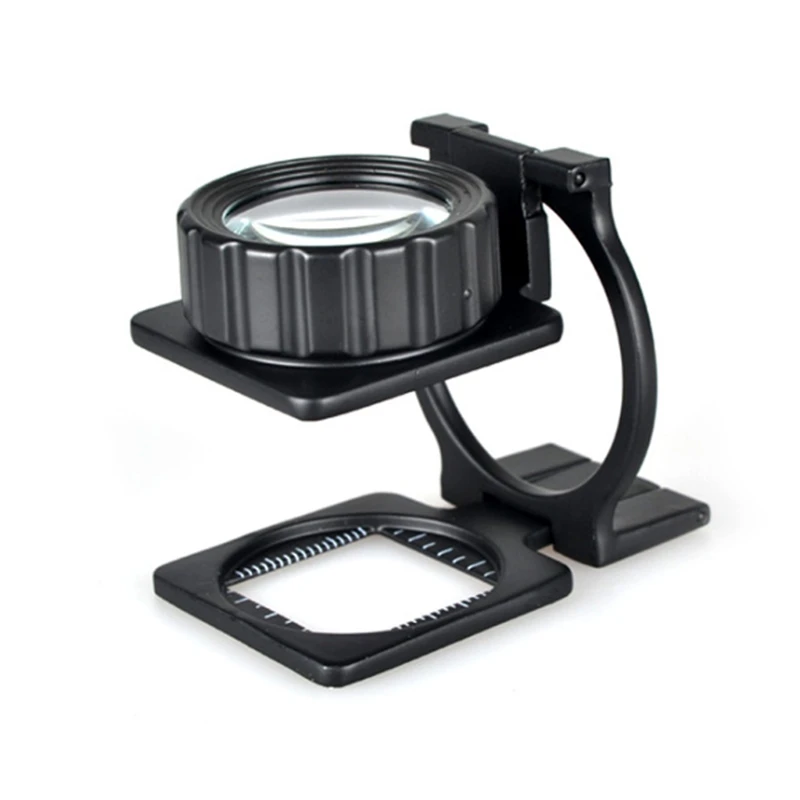 

Foldable 15X Pocket Magnifier Cloth Textile Fabrics Inspection Magnifying Glass with Scale for Printing Fabric