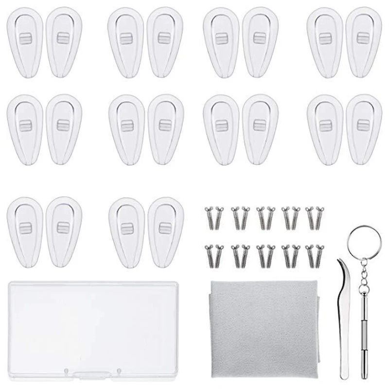 

2021 New 10 Pairs Push-in Eyeglass Nose Pads Soft Silicone Glasses Anti-Slip Air Chamber