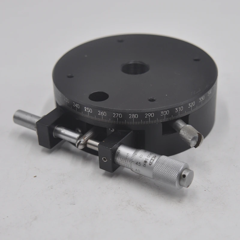 CHOU RS-911 Manual Precision Optical 360  Degree Coarse Micrometer Fine Tuning Rotary Table Aluminum With Base Plate