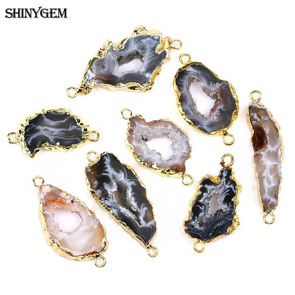 SHINYGEM 20 40 мм натуральные случайные нестандартные Агаты ломтиками соединители
