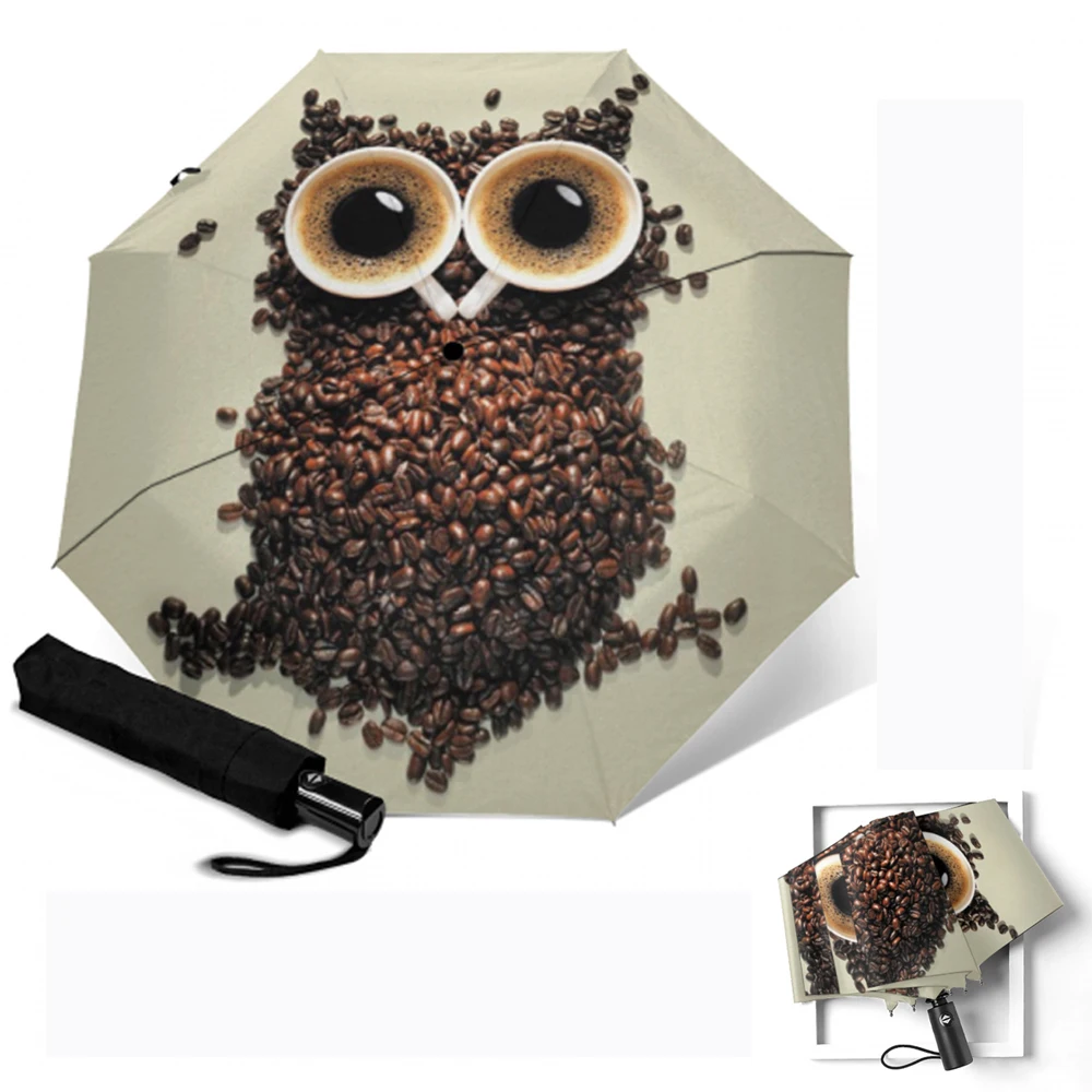 Уличный зонтик водонепроницаемые автоматические зонты с принтом милой совы