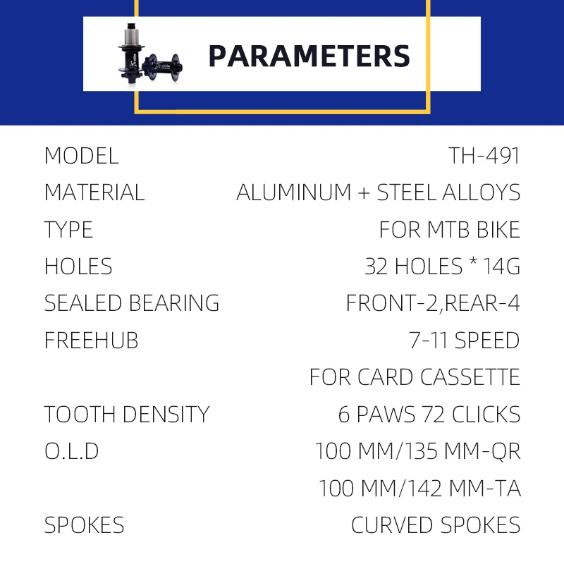 

TANKE 32 holes MTB Bike Hub Sealed Bearing 6 paws 72 clicks Aluminum Alloy disc brake front and rear 135mm Quick Release/142mm T