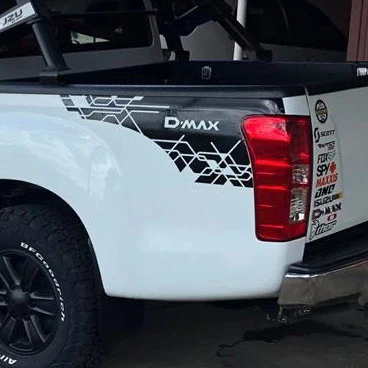 gloss black 2 шт задний багажник сторона d-max полоса графическая виниловая Автомобильная наклейка для isuzu d-max 2012 - Название цвета: gloss black