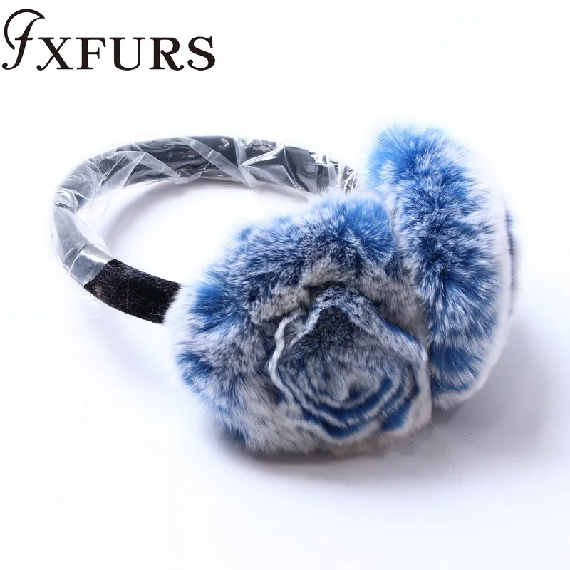FXFURS зимние наушники с натуральным кроличьим мехом теплые милыми розовыми ушками