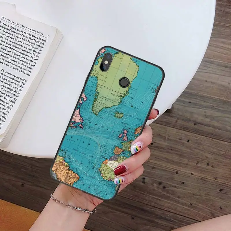 

world map Poster pattern Phone Case For Xiaomi Redmi note 7 8 9 t max3 s 10 pro lite coque shell cover funda
