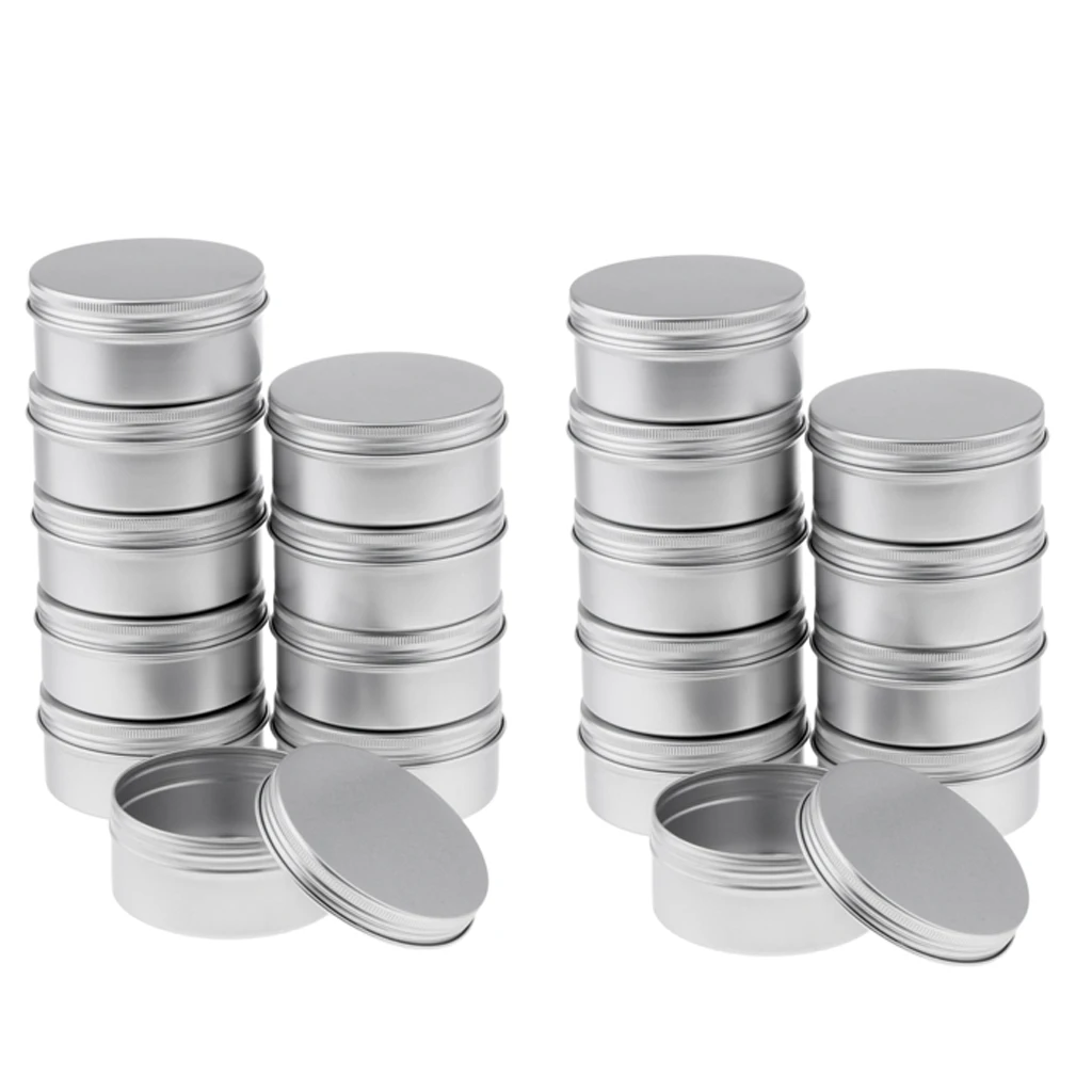 

20x 150ml Round Aluminum Cosmetics Cream Empty Lip Balm Containers Jars Tin