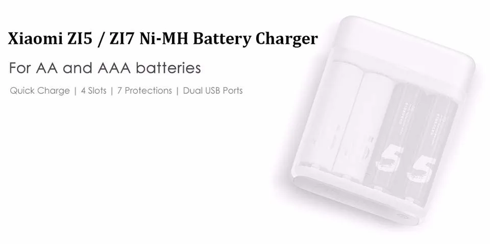 Xiaomi ZMI ZI7 ZI5 AAA 700mAh AA 1800mAh 1,2 V перезаряжаемый Ni-MH аккумулятор и зарядное устройство для AA и AAA
