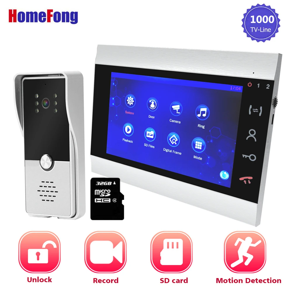 7 дюймов видео телефон двери дверной звонок видеодомофон для частного дома
