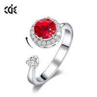 cde womens silver color rotatable ring with shining crystals adjustable rings for ladies luxury brand jewelry