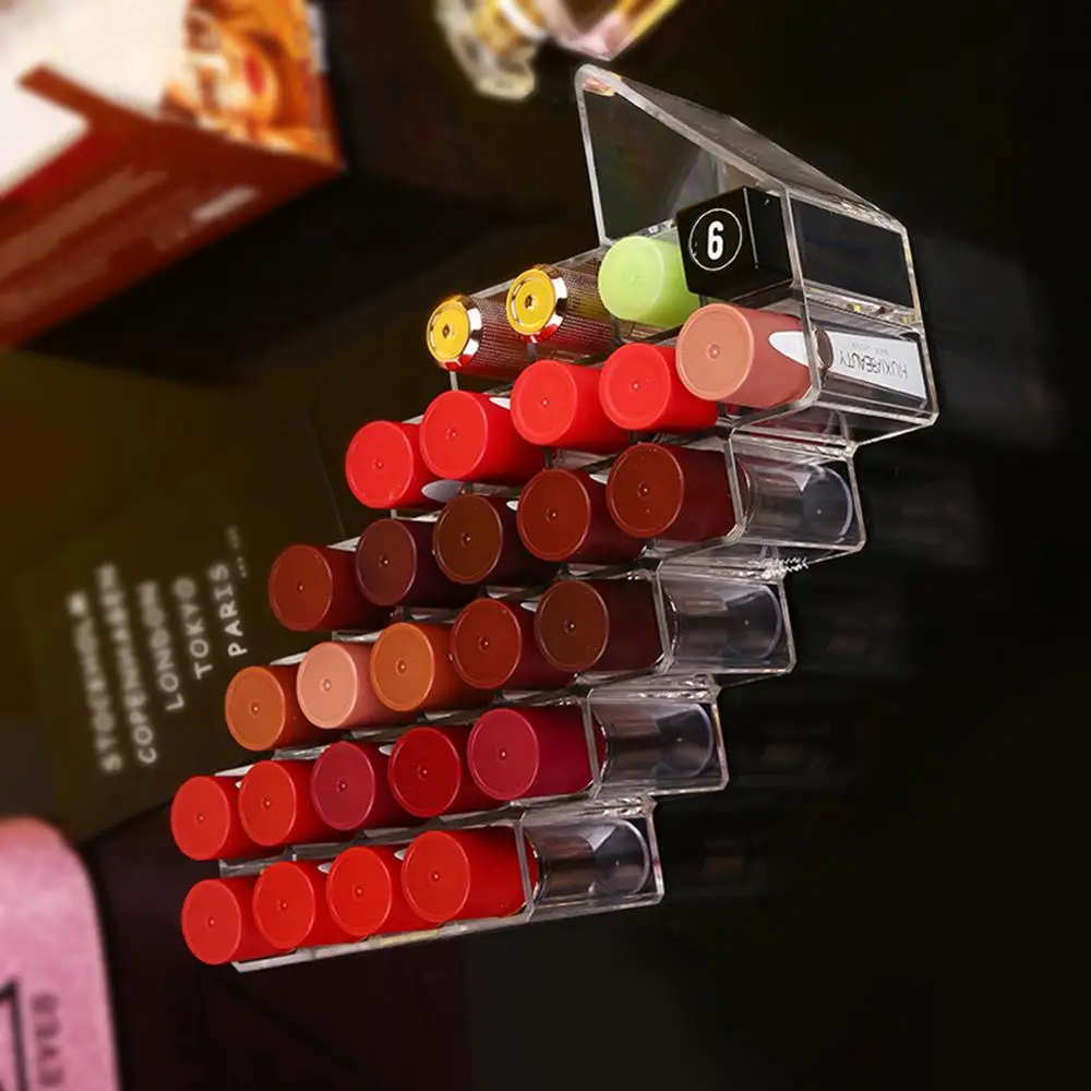 28 Grid Vertical Lipstick Storage Box Organizer Transparent Fish Shape Acrylic Lip Glaze Stand Holder | Дом и сад