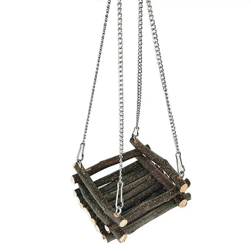 

1 Piece Wooden Hamsters Cage Hanging Nest With Fence Small Animal Guinea Pig Squirrel Cage Swing Toy Pet Hamster Toys Supplies