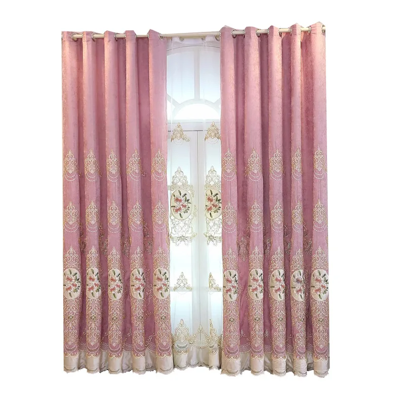 

New European-style Chenille Embroidery Shade Curtains for Living Dining Room Bedroom.