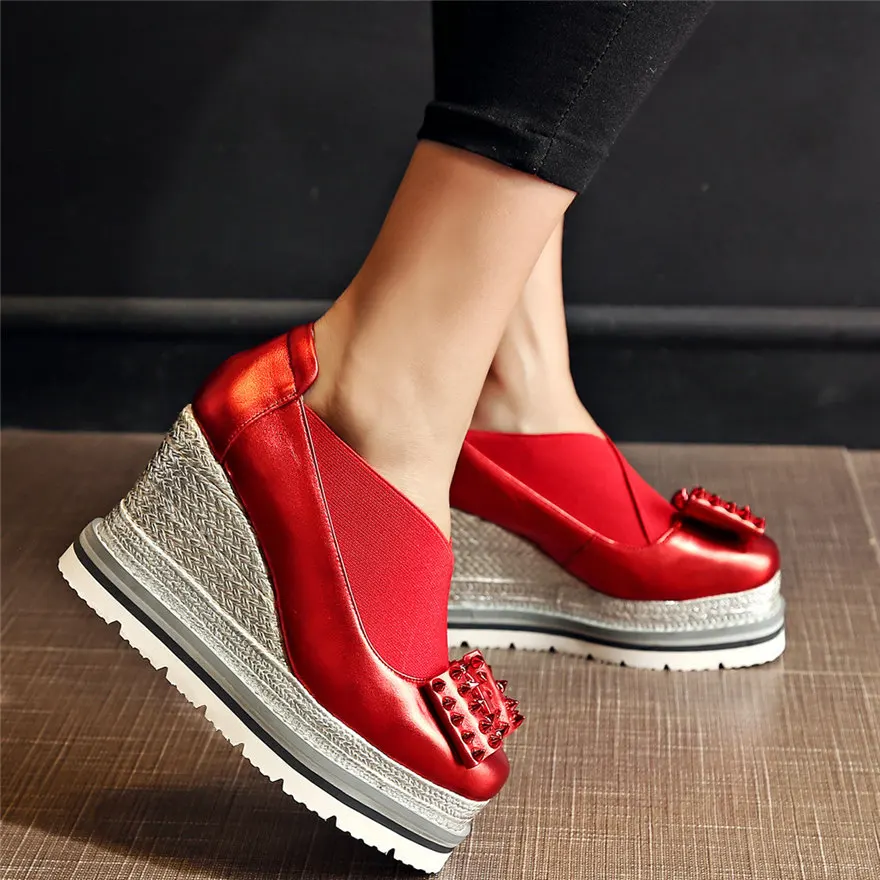 Туфли лодочки женские из коровьей кожи модные кроссовки высокий каблук с шипами