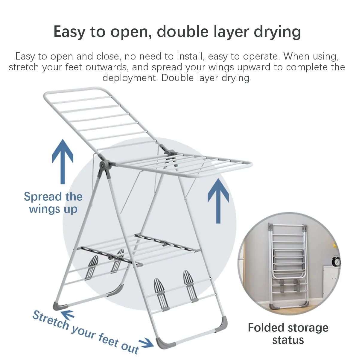 

Multifunction Drying Rack Floor Folding Coat Rack Indoor Household Cool Drying Rack Balcony Simple Children Hanging Clothes Rack