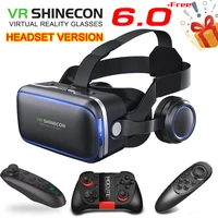 original vr shinecon 6 0 headset version virtual reality glasses 3d glasses headset helmets smartphone full package controller