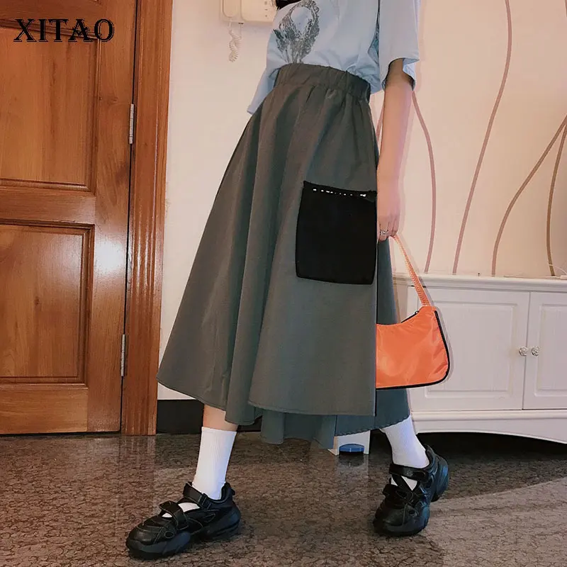 Женская винтажная юбка XITAO трапециевидной формы в японском стиле с эластичным