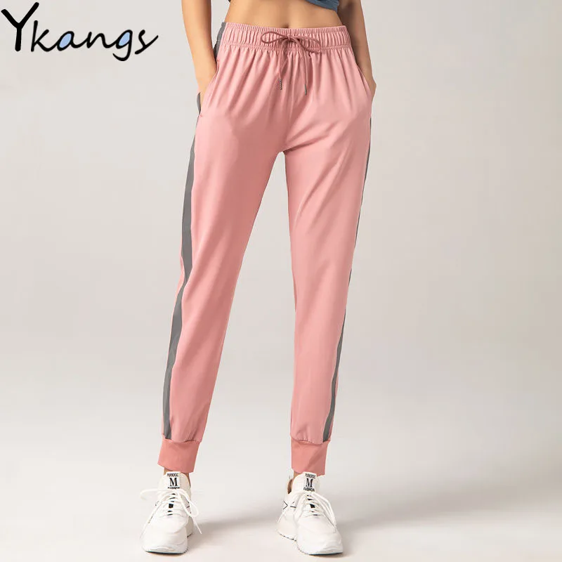 Pink Joggers Women Stripe Baggy Pants Women's Sports Pants Streetwear Harajuku High Waist Loose Trousers Women Sport Harem Pants