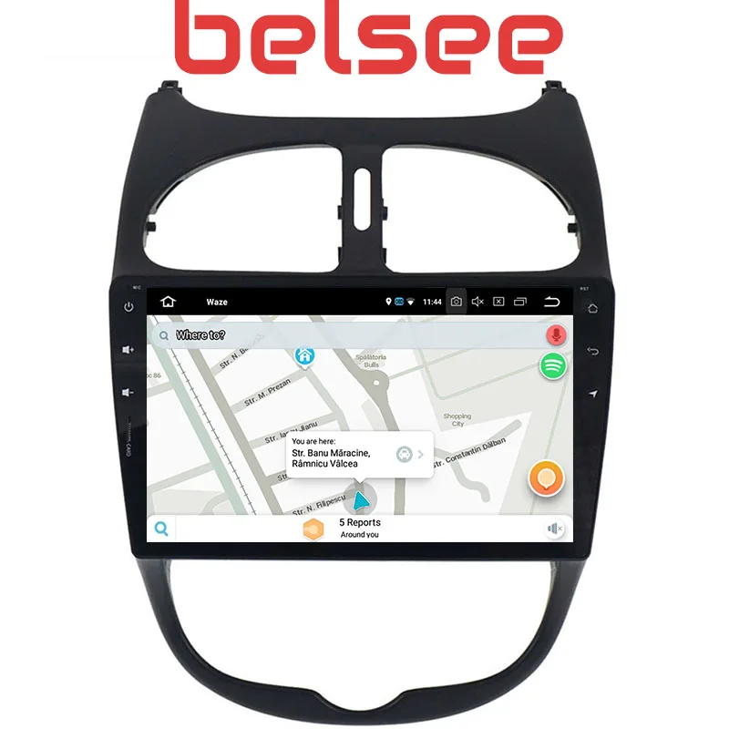 Belsee 9&quot Touch Screen Android 9.0 octa core Ram 4+64GB Head Unit Car Radio GPS Navigation Multimedia Player for Peugeot 206 |