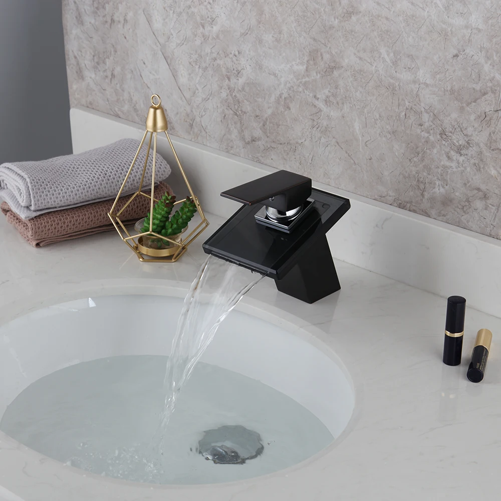 Смеситель для раковины Водопад настенный кран из латуни и стекла ванной комнаты