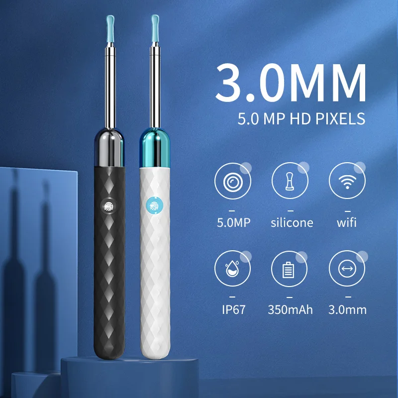 

3.0mm Wireless WiFi Ear Pick Otoscope Camera Borescope Luminous Ear Wax Cleaning Teeth Oral Inspection Health Care