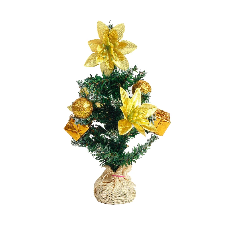 25.5CM Gold 20 см DIY украшение Рождественская елка Новогоднее украшение стола мини Рождественская елка украшения миниатюрная елка искусственная столешница - Цвет: 25.5CM Gold